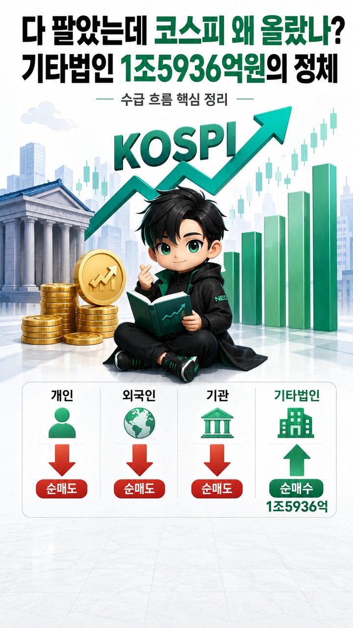 개인·외국인·기관 다 팔았는데 코스피 왜 올랐나? 기타법인 1조5936억원의 정체
