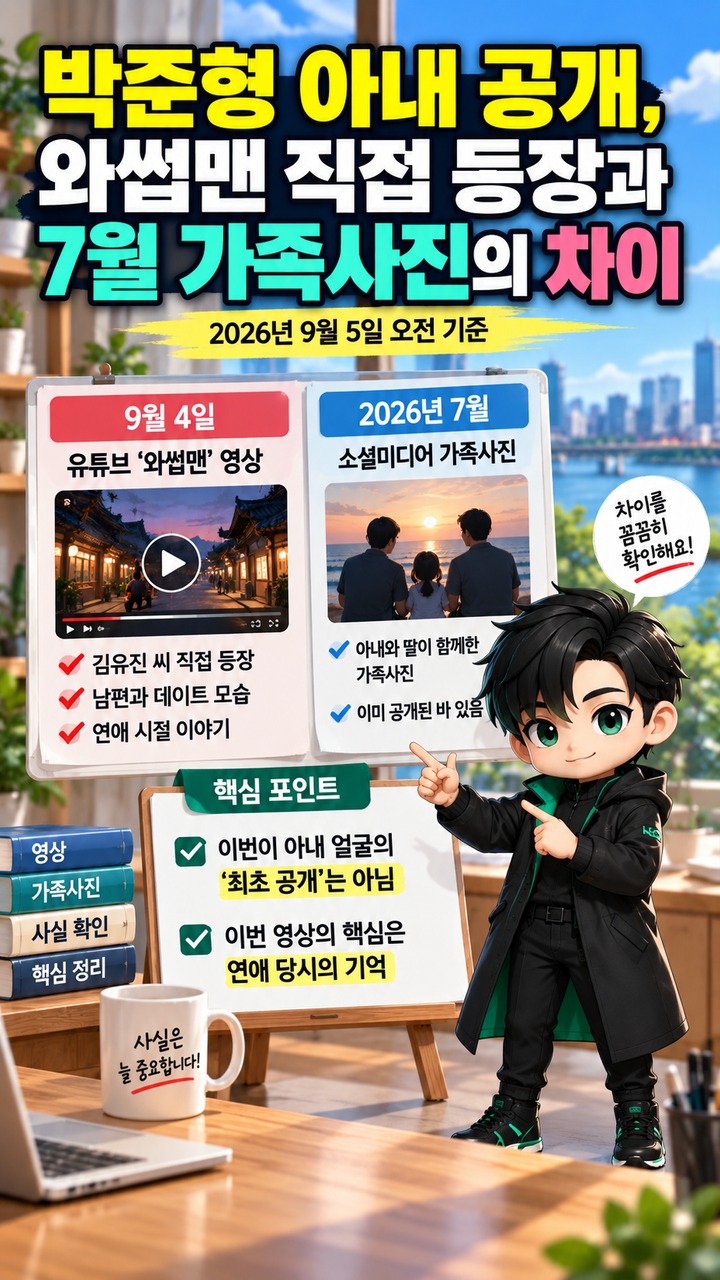 박준형 아내 공개, 와썹맨 직접 등장과 7월 가족사진의 차이