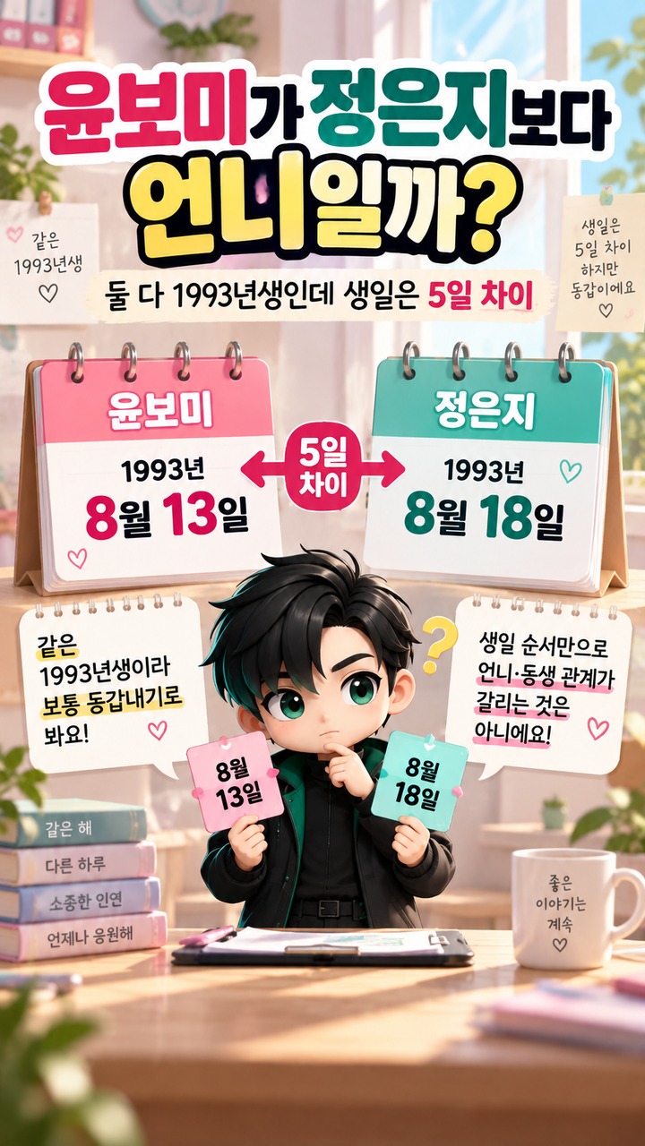 윤보미가 정은지보다 언니일까? 둘 다 1993년생인데 생일은 5일 차이