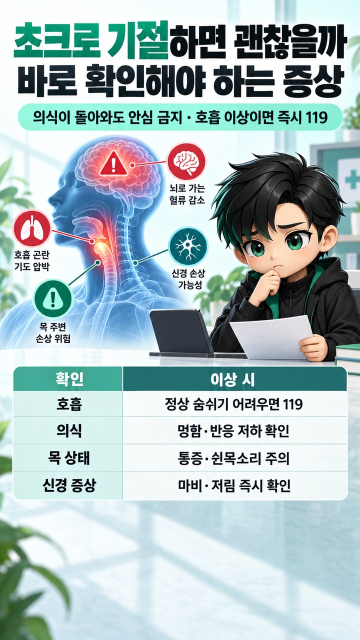 초크로 기절하면 괜찮을까, 의식 돌아와도 바로 확인해야 하는 증상