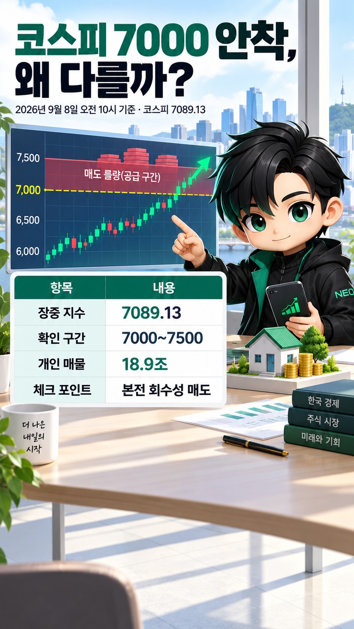 코스피 7000 넘었는데 왜 안착은 다를까? 7000~7500 개인 매물 18.9조가 변수인 이유