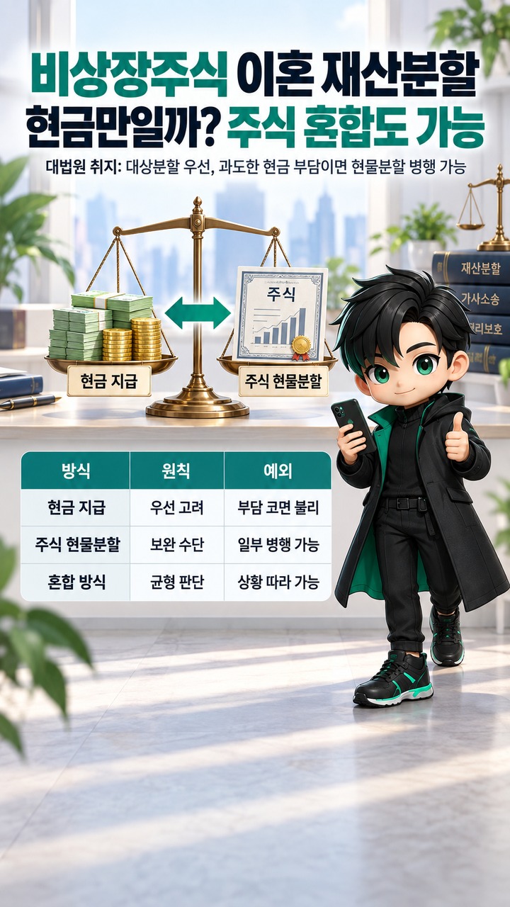 비상장주식 이혼 재산분할, 현금으로만 줘야 할까? 대법원은 ‘주식 혼합’도 열어뒀다