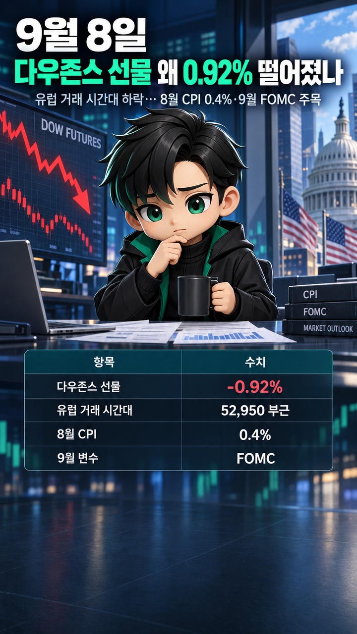 9월 8일 다우존스 선물은 왜 0.92% 떨어졌나