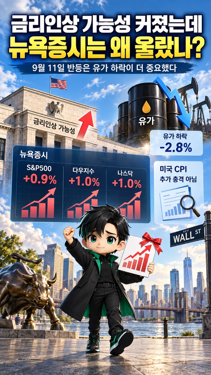 금리인상 가능성 커졌는데 뉴욕증시는 왜 올랐나?# 금리인상 가능성 커졌는데 뉴욕증시는 왜 올랐나? 9월 11일 반등은 유가 하락이 더 중요했다