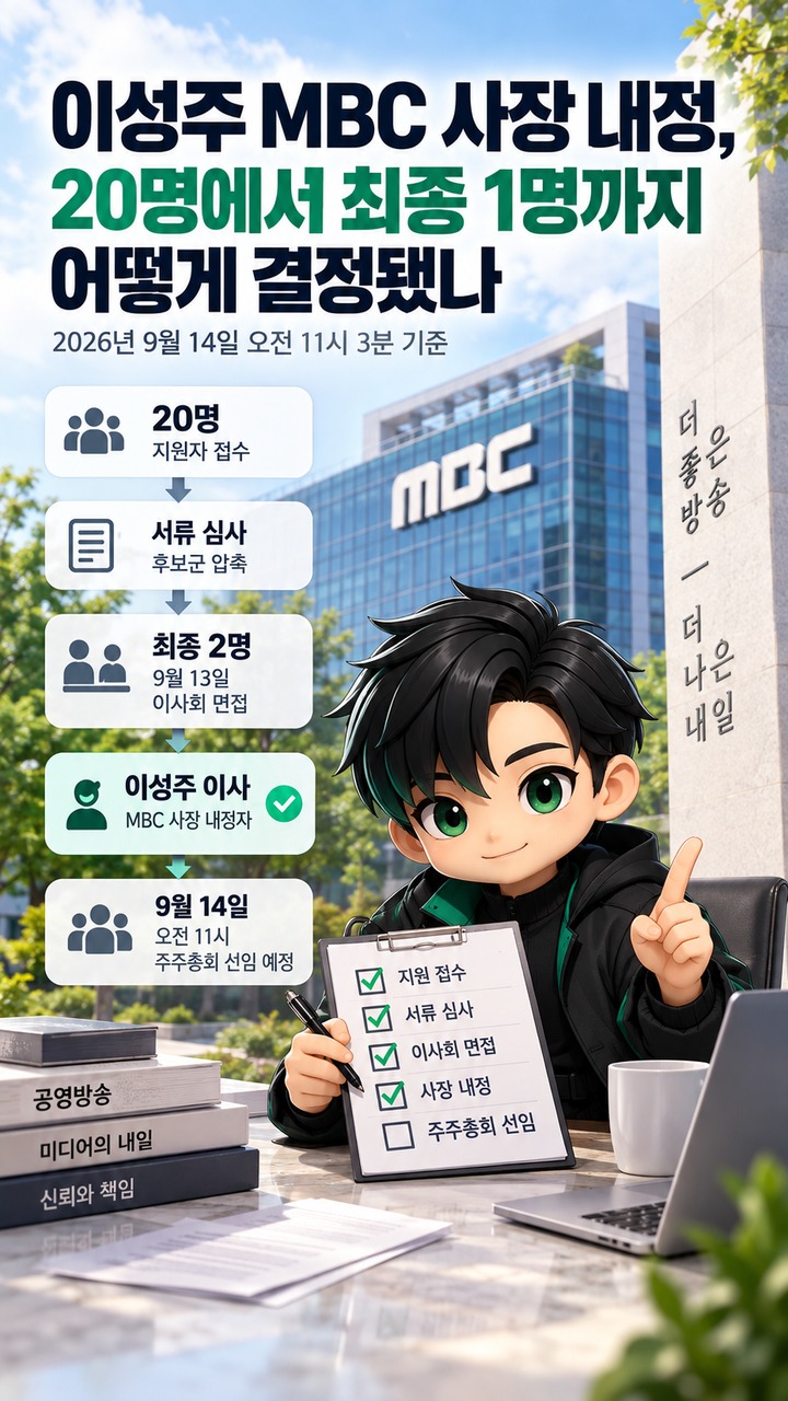 이성주 MBC 사장 내정, 20명에서 최종 1명까지 어떻게 결정됐나