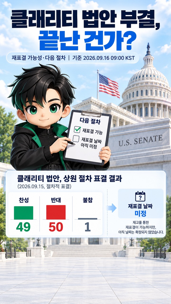클래리티 법안 부결됐는데 끝난 건가? 재표결 가능성과 다음 절차# 클래리티 법안 부결됐는데 끝난 건가? 재표결 가능성과 다음 절차