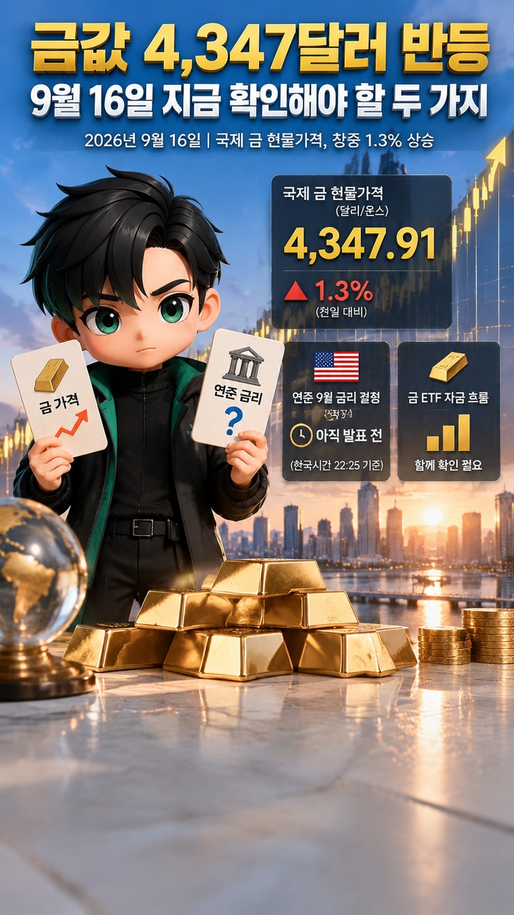 금값 4,347달러 반등, 9월 16일 지금 확인해야 할 두 가지# 금값 4,347달러 반등, 9월 16일 지금 확인해야 할 두 가지