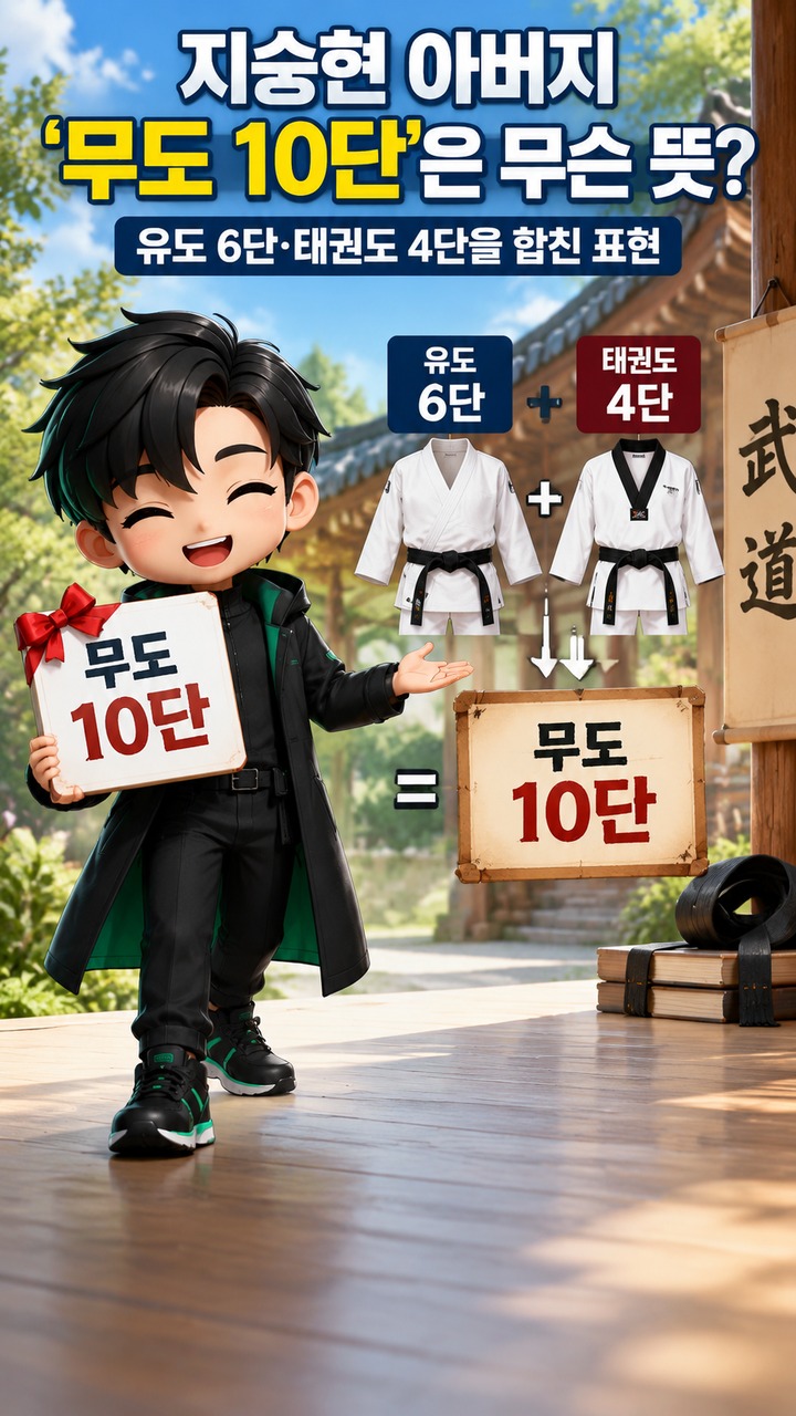 지승현 아버지 ‘무도 10단’은 무슨 뜻? 유도 6단·태권도 4단을 합친 표현