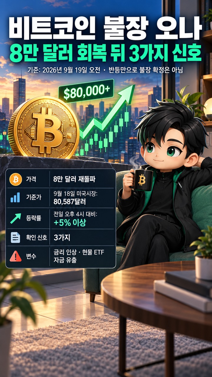 비트코인 불장 오나, 8만 달러 회복 뒤 확인할 세 가지 신호 비트코인 불장 오나, 8만 달러 회복 뒤 확인할 세 가지 신호