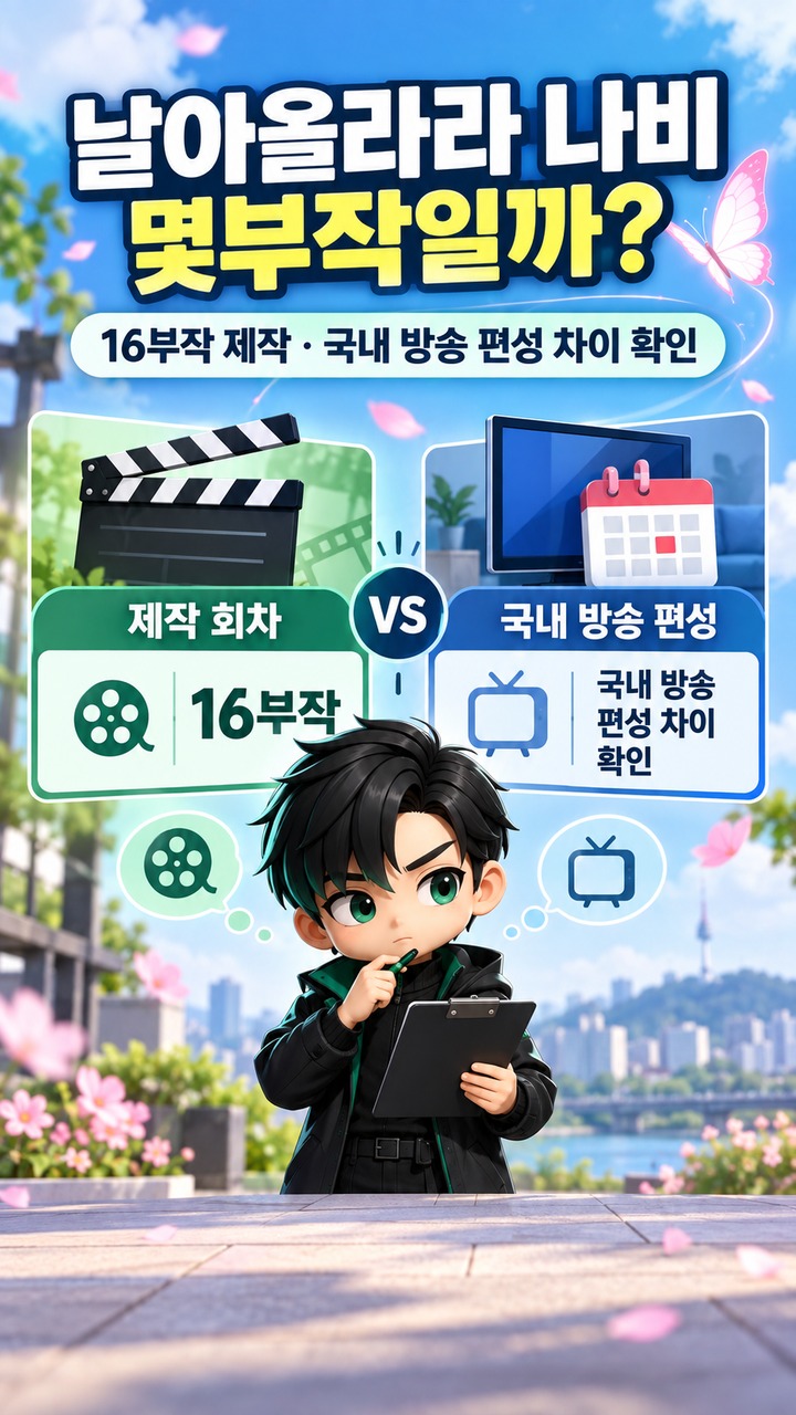 날아올라라 나비 몇부작일까? 16부작 제작과 국내 방송 편성 차이 확인