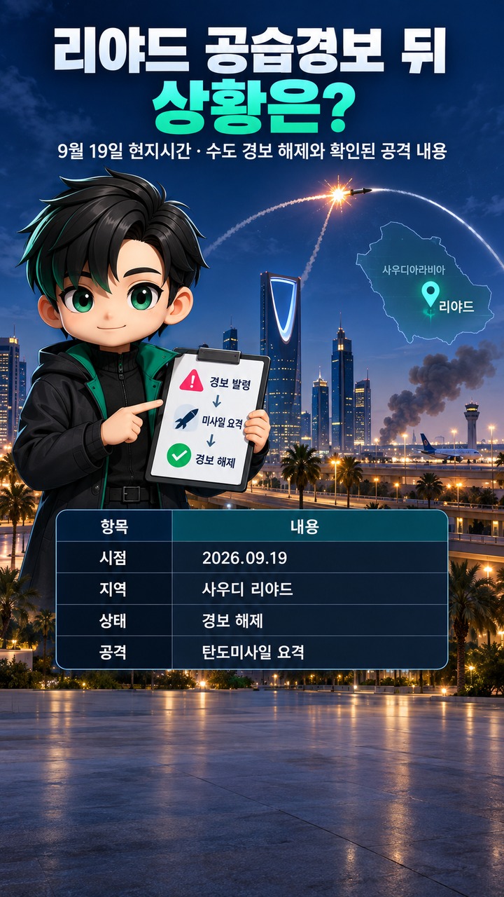 리야드 공습경보 발령 뒤 상황은? 수도 경보 해제와 확인된 공격 내용