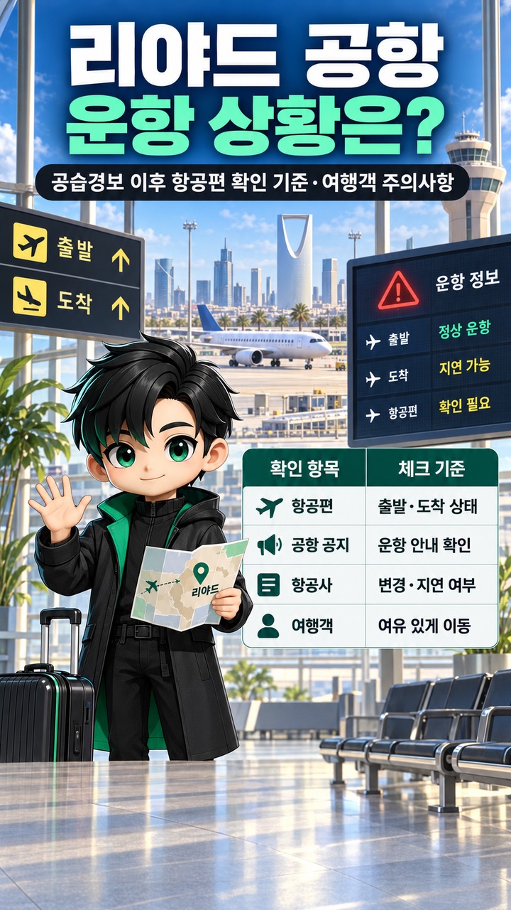 리야드 공항 운항 상황은? 공습경보 이후 항공편 확인할 기준과 여행객 주의사항