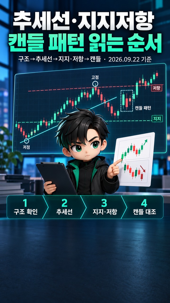 추세선·지지저항·캔들 패턴 읽는 법, 가격 구조에서 신호까지 연결하는 순서