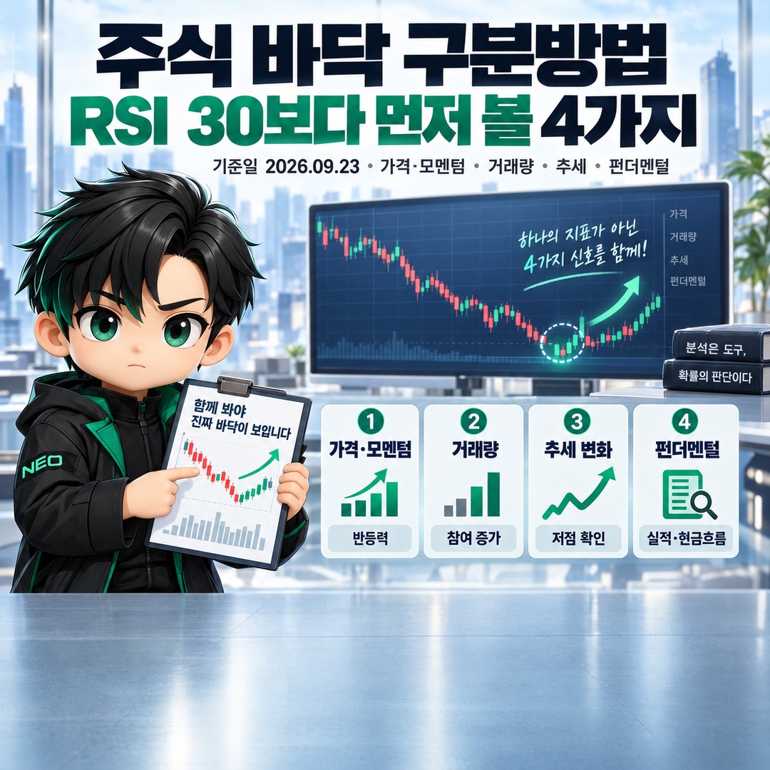 주식 바닥 구분방법, RSI 30보다 먼저 봐야 할 4가지 신호