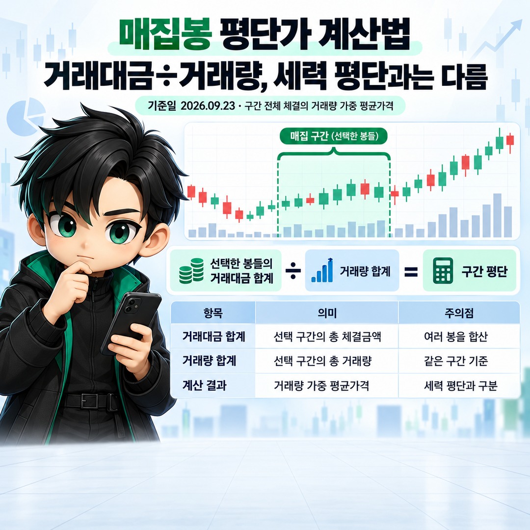 주식·코인 매집봉 평단가 계산법, 거래대금÷거래량과 ‘세력 평단’의 차이