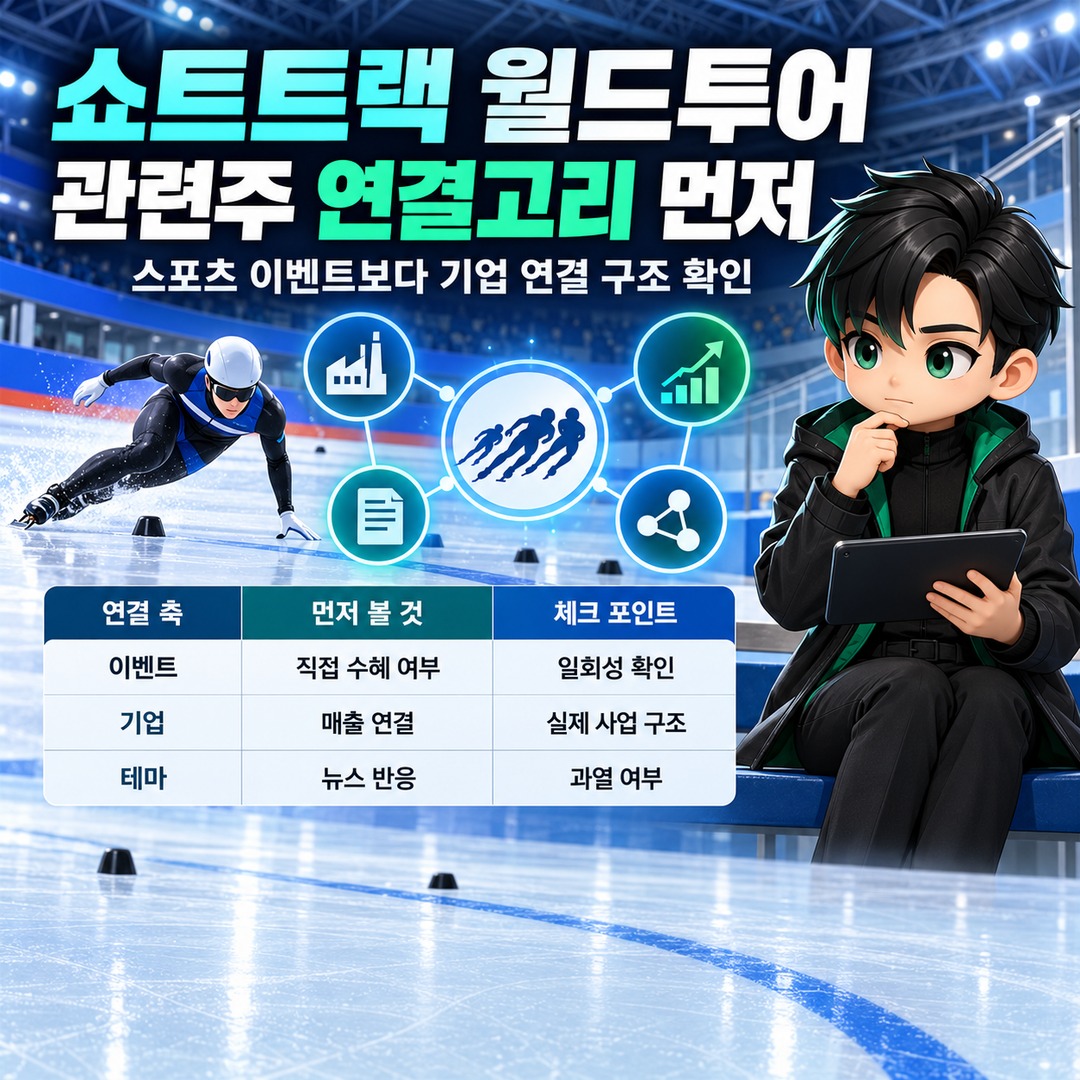 쇼트트랙 월드투어 관련주 찾는다면, 스포츠 이벤트보다 먼저 봐야 할 기업 연결고리