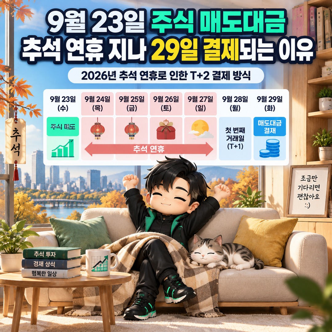 9월 23일 주식 매도대금, 추석 연휴 지나 29일 결제되는 이유 핵심 내용 정보형 썸네일