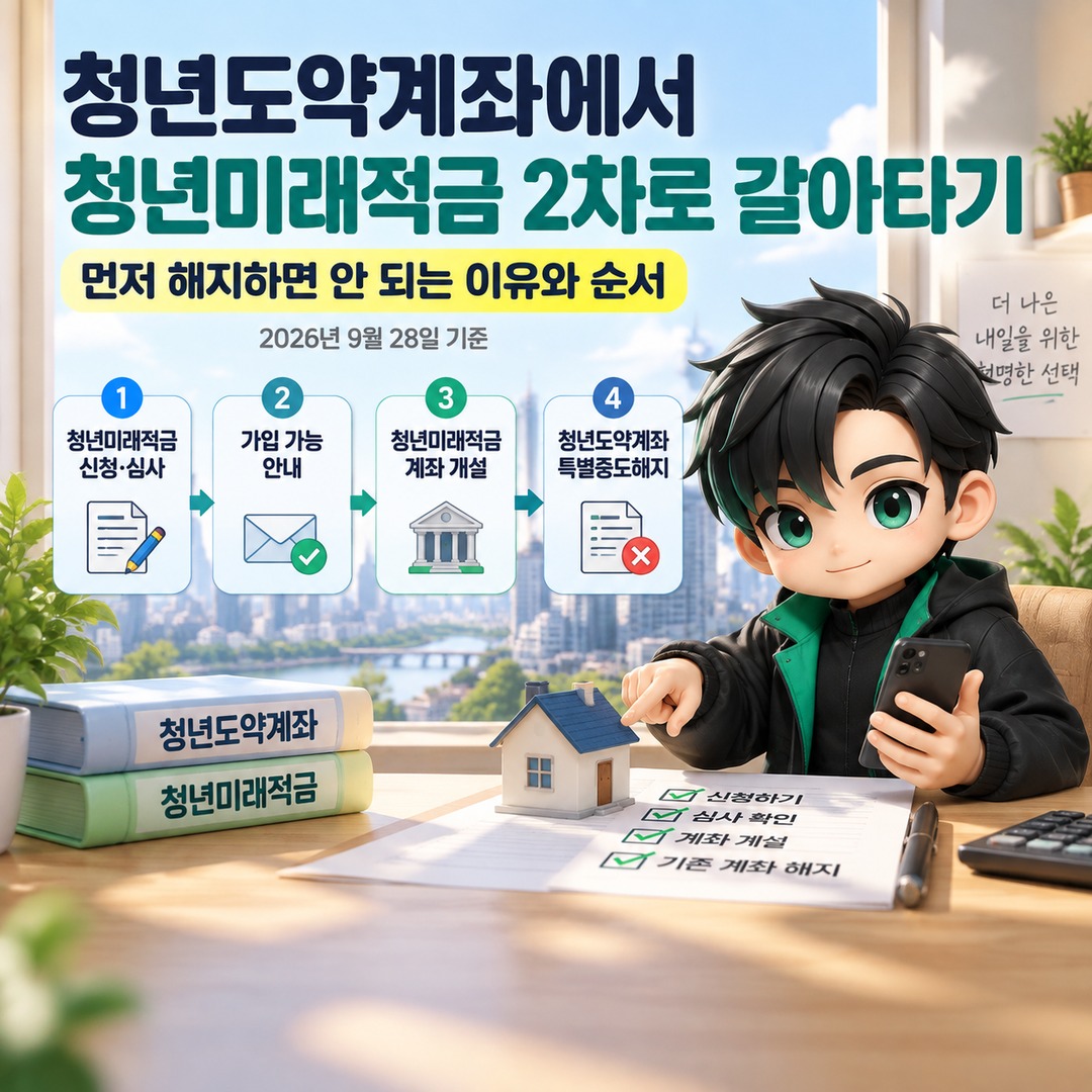 청년도약계좌에서 청년미래적금 2차로 갈아타기, 먼저 해지하면 안 되는 이유와 순서 핵심 내용 정보형 썸네일