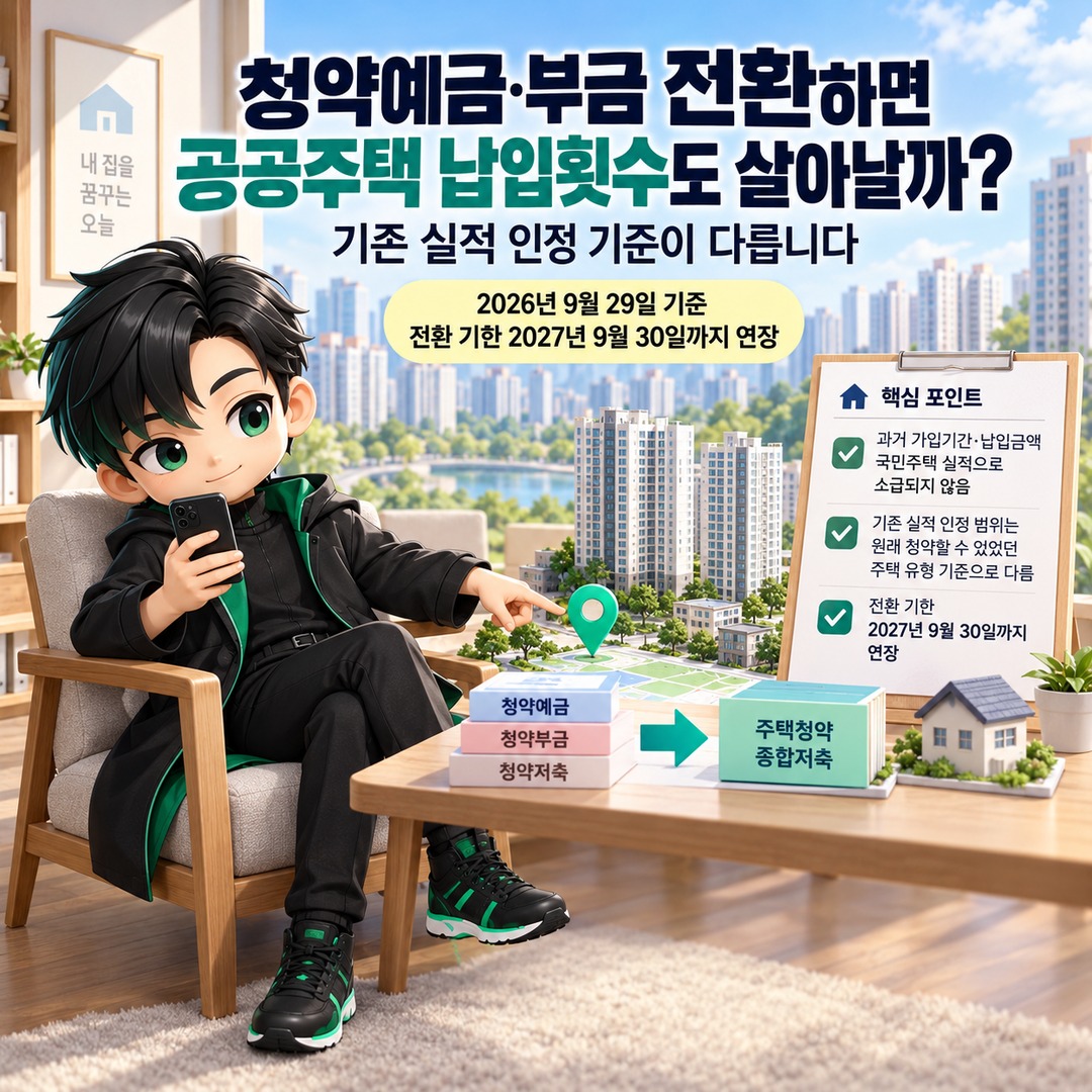 청약예금·부금 전환하면 공공주택 납입횟수도 살아날까? 기존 실적 인정 기준이 다릅니다 핵심 내용 정보형 썸네일