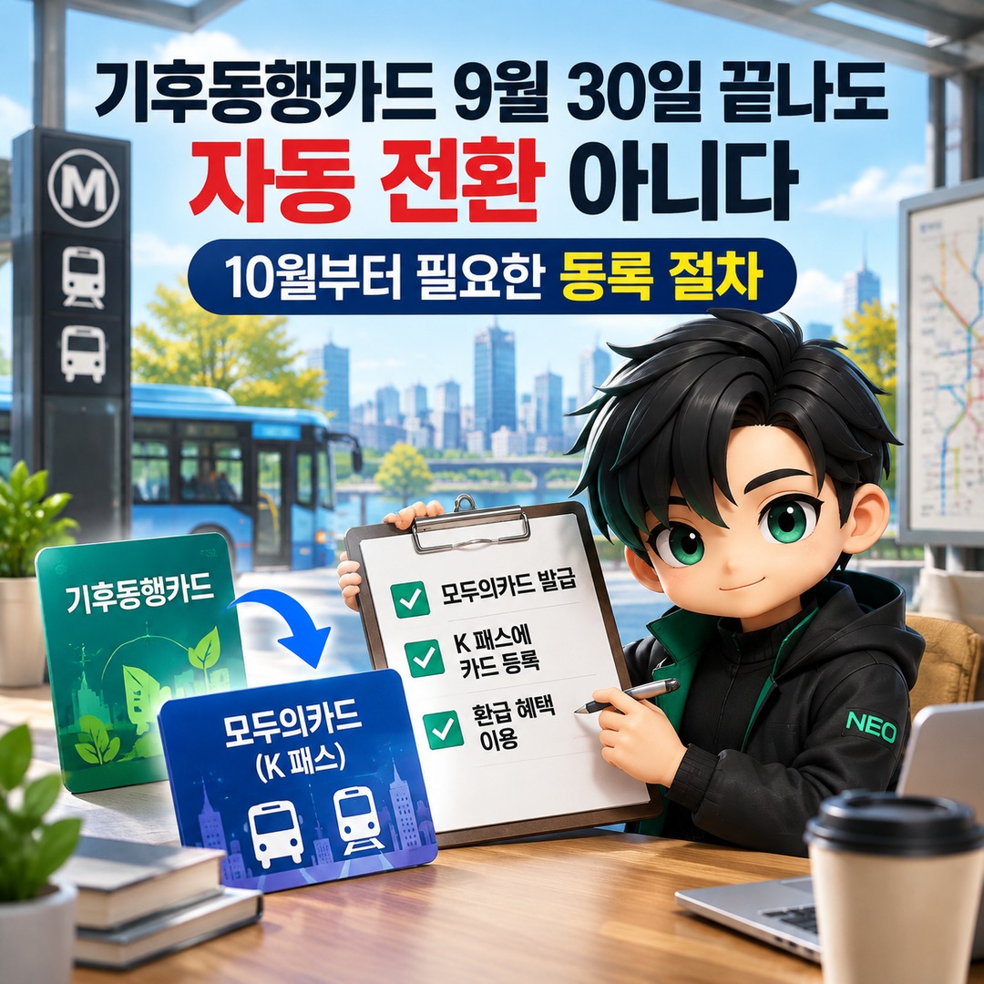 기후동행카드 9월 30일 끝나도 자동 전환 아니다, 10월부터 필요한 등록 절차 핵심 내용 정보형 썸네일