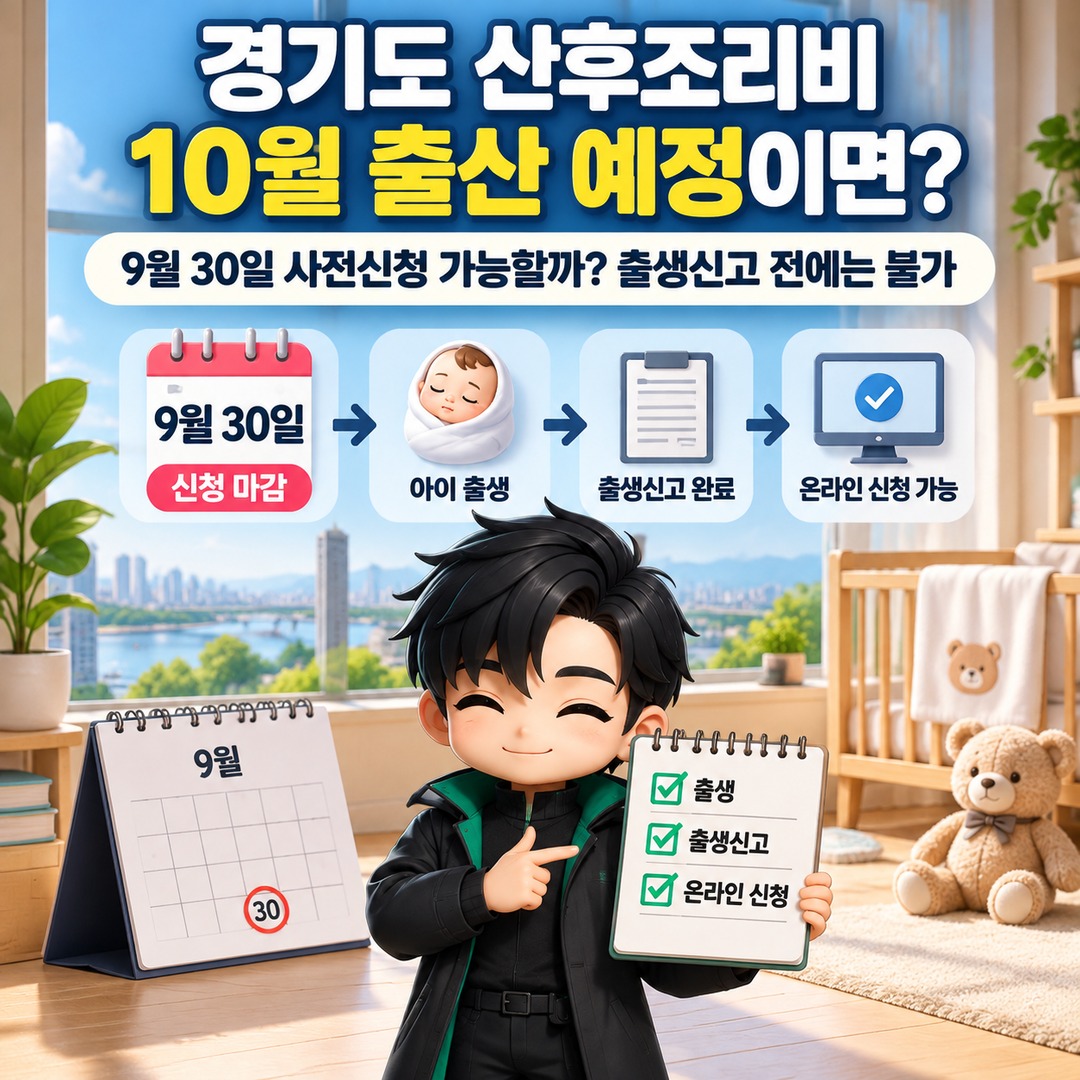 경기도 산후조리비 10월 출산 예정이면 9월 30일 사전신청 가능할까? 출생신고 전에는 불가 핵심 내용 정보형 썸네일