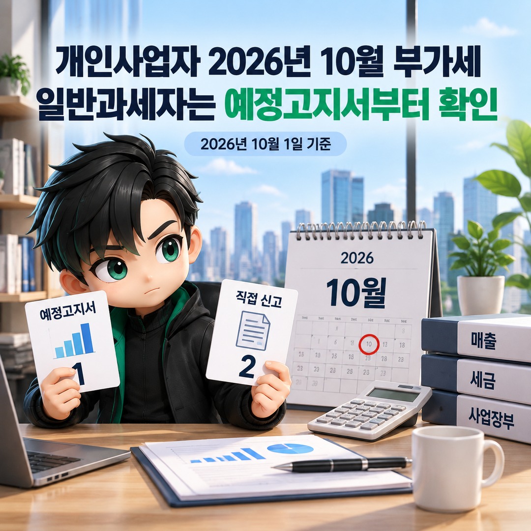 개인사업자 2026년 10월 부가세, 일반과세자는 직접 신고보다 예정고지서부터 확인 핵심 내용 정보형 썸네일
