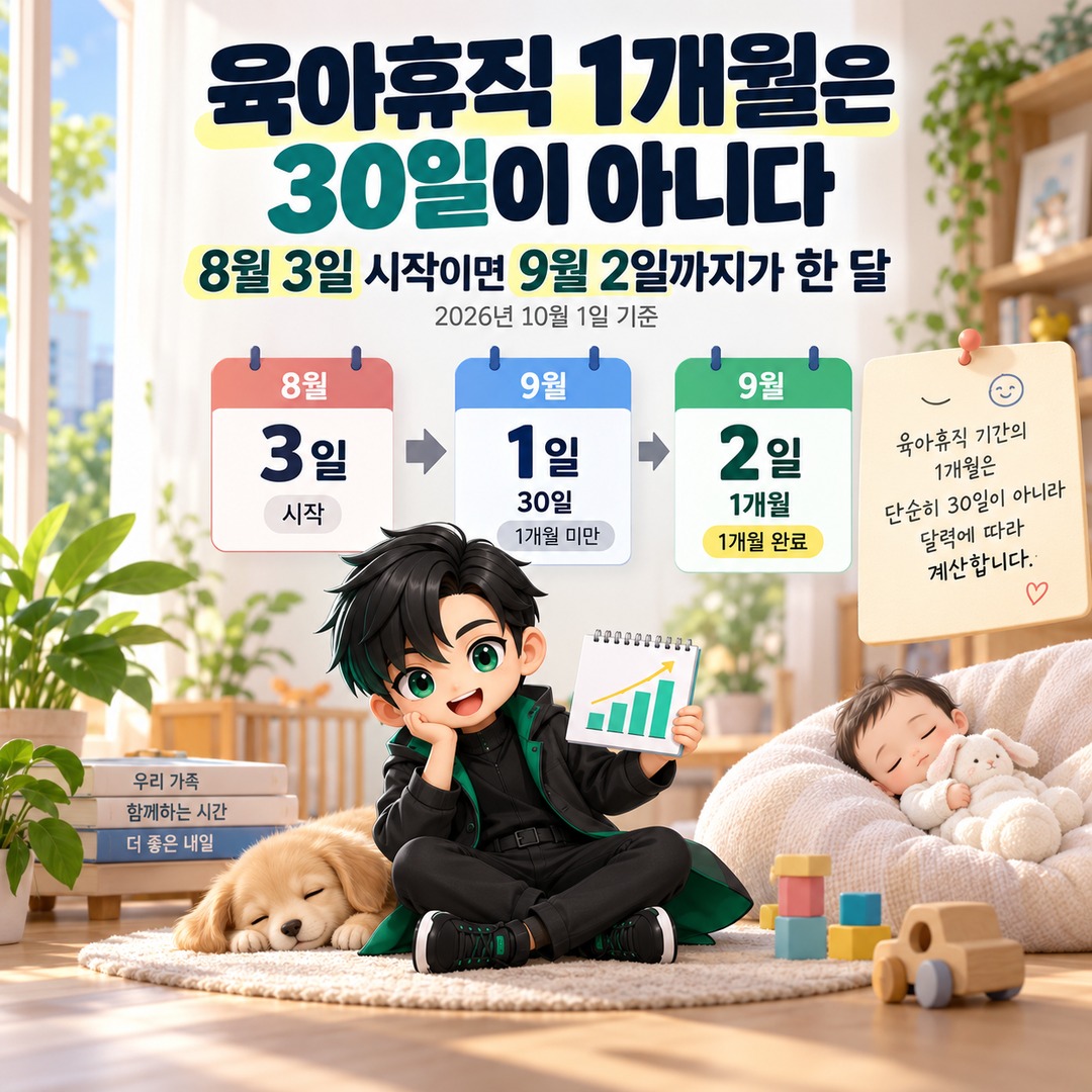 육아휴직 1개월은 30일이 아니다…8월 3일 시작이면 9월 2일까지가 한 달 핵심 내용 정보형 썸네일
