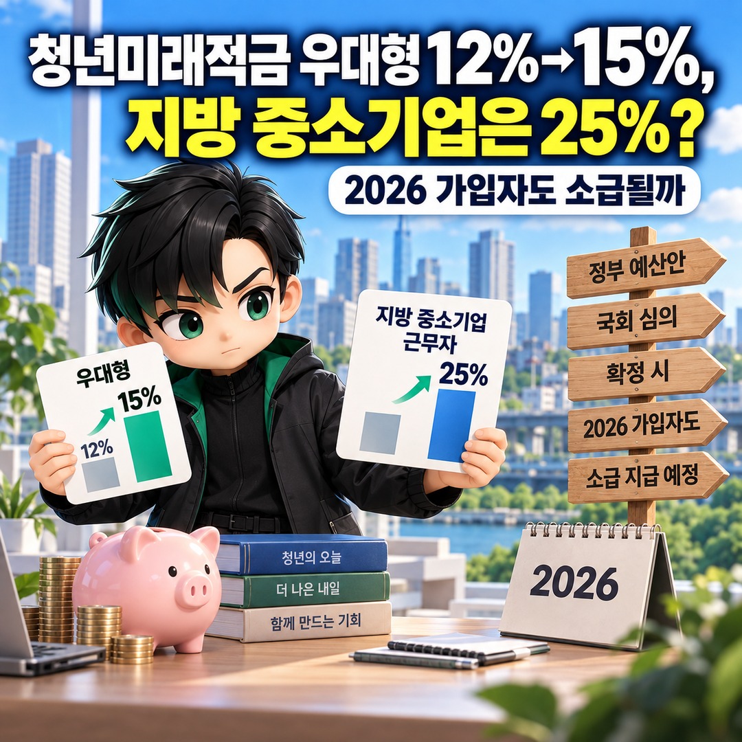 청년미래적금 우대형 12%→15%, 지방 중소기업은 25%? 2026 가입자도 소급될까 핵심 내용 정보형 썸네일