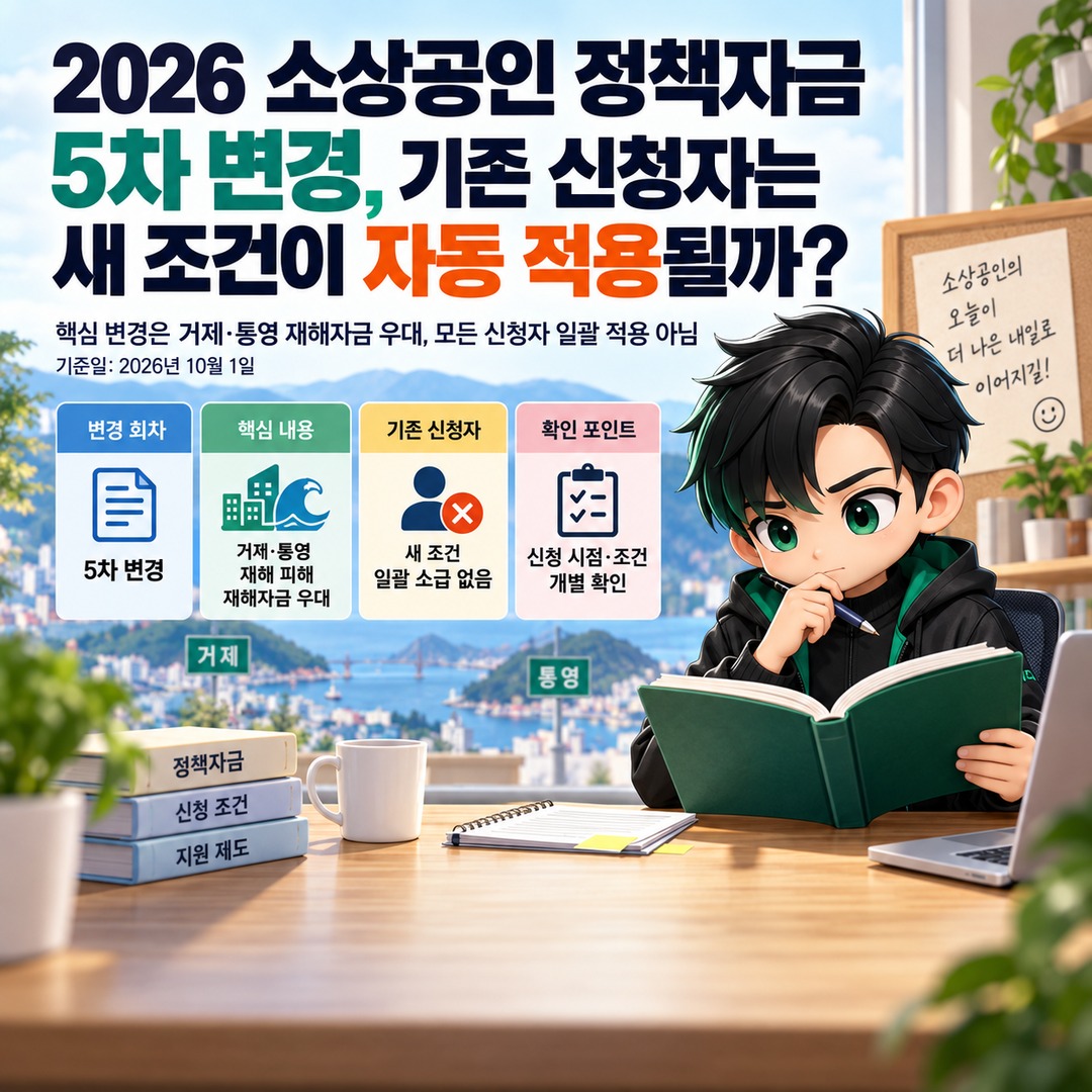 2026 소상공인 정책자금 5차 변경, 기존 신청자는 새 조건이 자동 적용될까 핵심 내용 정보형 썸네일