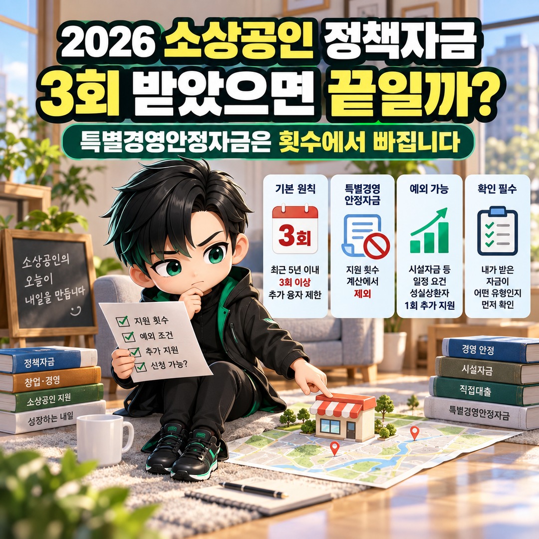 2026 소상공인 정책자금 3회 받았으면 끝일까? 특별경영안정자금은 횟수에서 빠집니다 핵심 내용 정보형 썸네일