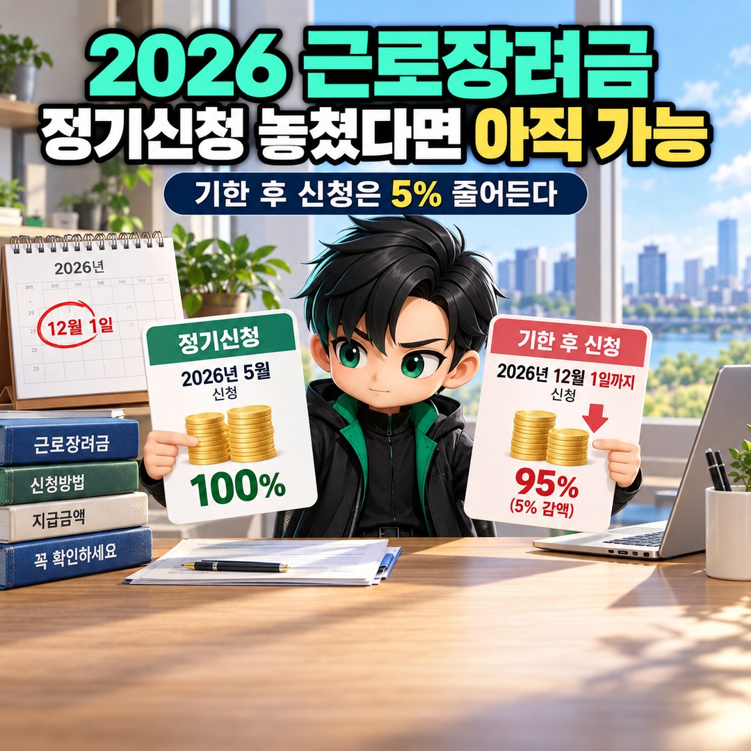 2026 근로장려금 정기신청 놓쳤다면 12월 1일까지 가능, 기한 후 신청은 5% 줄어든다 핵심 내용 정보형 썸네일