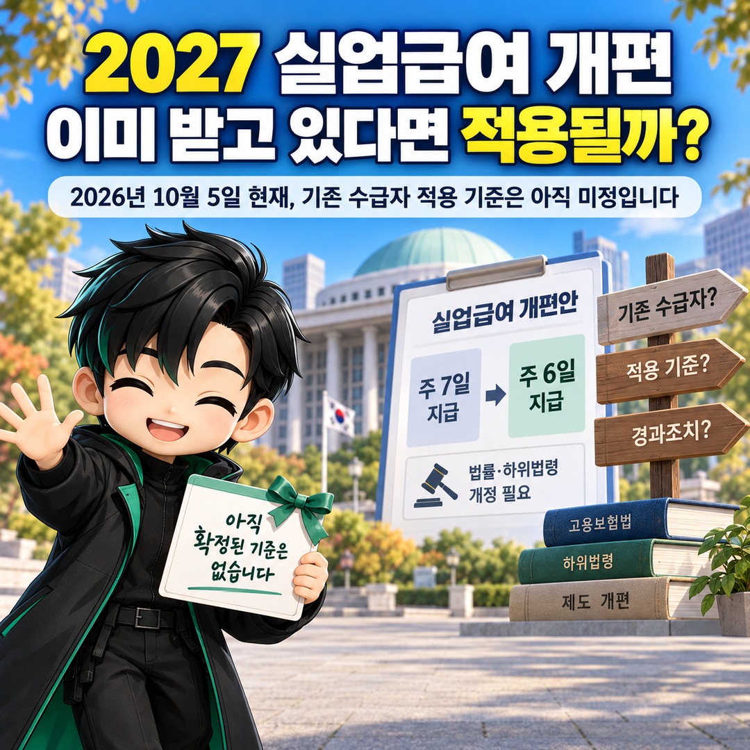 2027 실업급여 개편, 이미 받고 있다면 새 지급방식이 적용될까 핵심 내용 정보형 썸네일