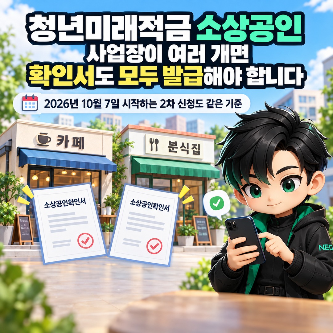 청년미래적금 소상공인, 사업장이 여러 개면 확인서도 모두 발급해야 합니다 핵심 내용 정보형 썸네일