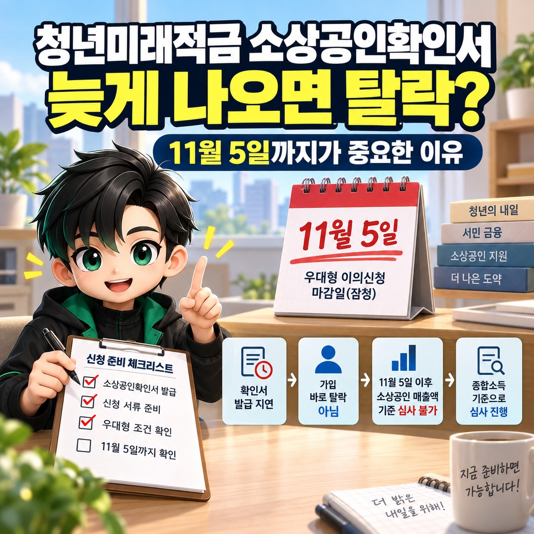 청년미래적금 소상공인확인서 늦게 나오면 탈락? 11월 5일까지가 중요한 이유 핵심 내용 정보형 썸네일