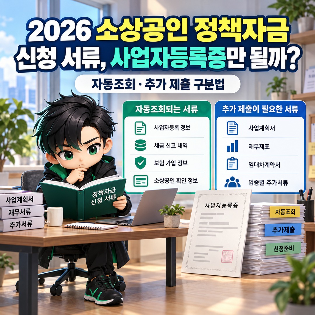 2026 소상공인 정책자금 신청 서류, 사업자등록증만 준비하면 될까? 자동조회·추가 제출 구분법 핵심 내용 정보형 썸네일