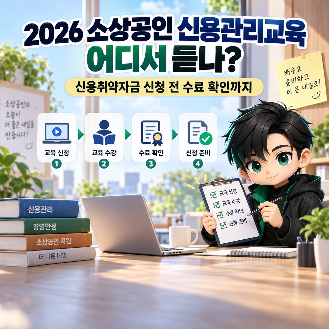 2026 소상공인 신용관리교육 어디서 듣나? 신용취약자금 신청 전 수료 확인까지 핵심 내용 정보형 썸네일