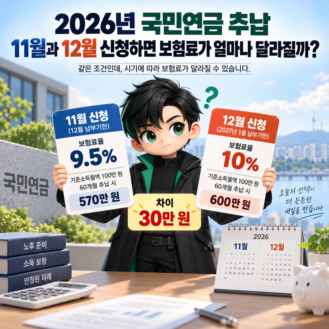 2026 National Pension back payments: How much do contributions differ when applying in November versus December? Informational thumbnail summarizing the key points