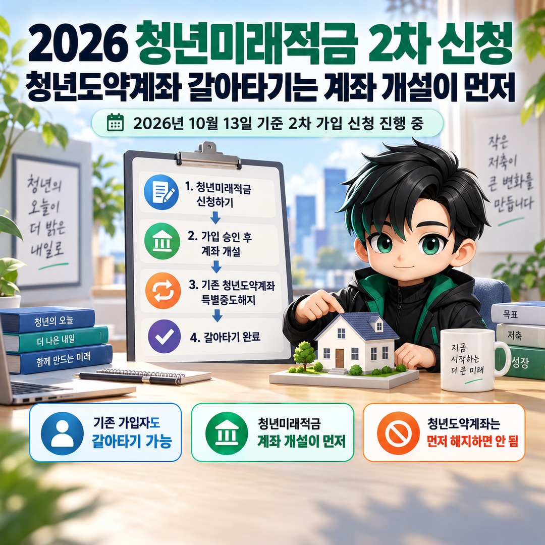 2026 청년미래적금 2차 신청, 청년도약계좌 갈아타기는 계좌 개설이 먼저 핵심 내용 정보형 썸네일