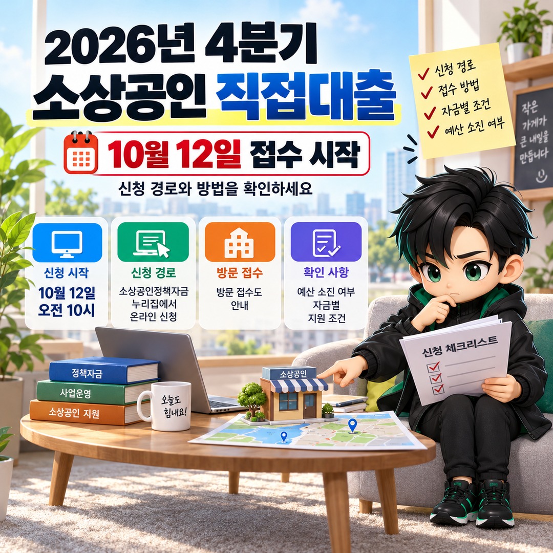 2026년 4분기 소상공인 직접대출 10월 12일 접수 시작, 신청 경로와 방법 핵심 내용 정보형 썸네일
