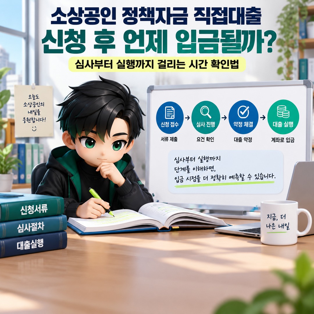 소상공인 정책자금 직접대출 신청 후 언제 입금될까? 심사부터 실행까지 걸리는 시간 확인법 핵심 내용 정보형 썸네일