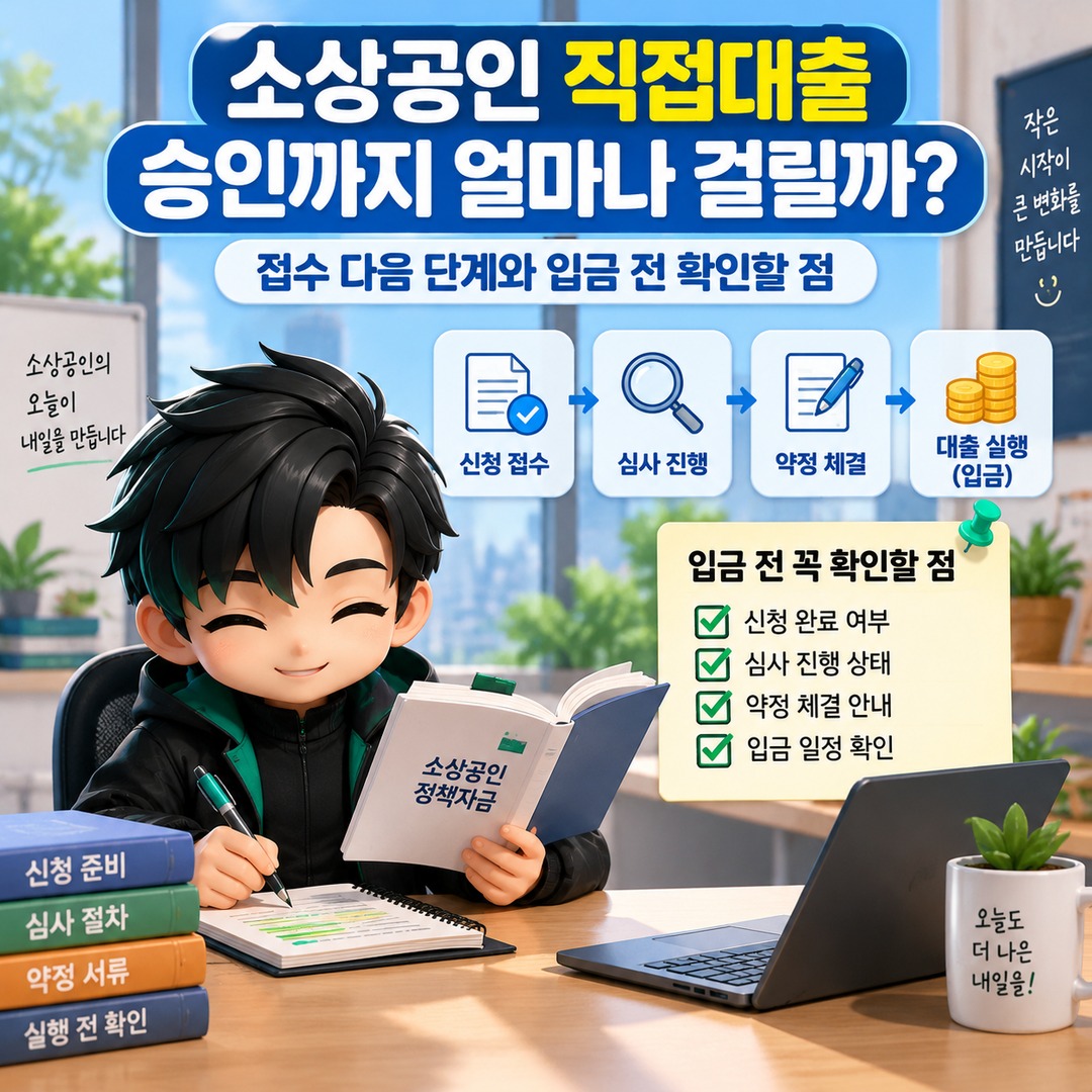 소상공인 직접대출 신청 후 승인까지 얼마나 걸릴까? 접수 다음 단계와 입금 전 확인할 점 핵심 내용 정보형 썸네일