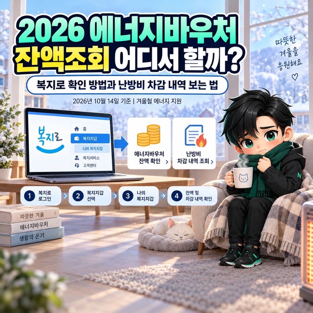 2026 에너지바우처 잔액조회 어디서 할까? 복지로 확인 방법과 난방비 차감 내역 보는 법 핵심 내용 정보형 썸네일