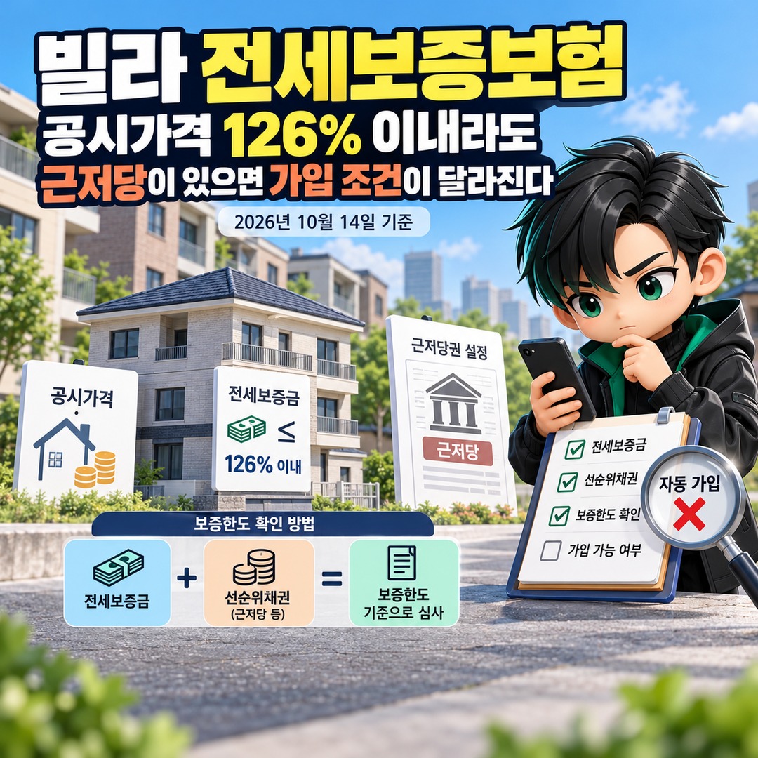 빌라 전세보증보험 공시가격 126% 이내라도 근저당이 있으면 가입 조건이 달라진다 핵심 내용 정보형 썸네일
