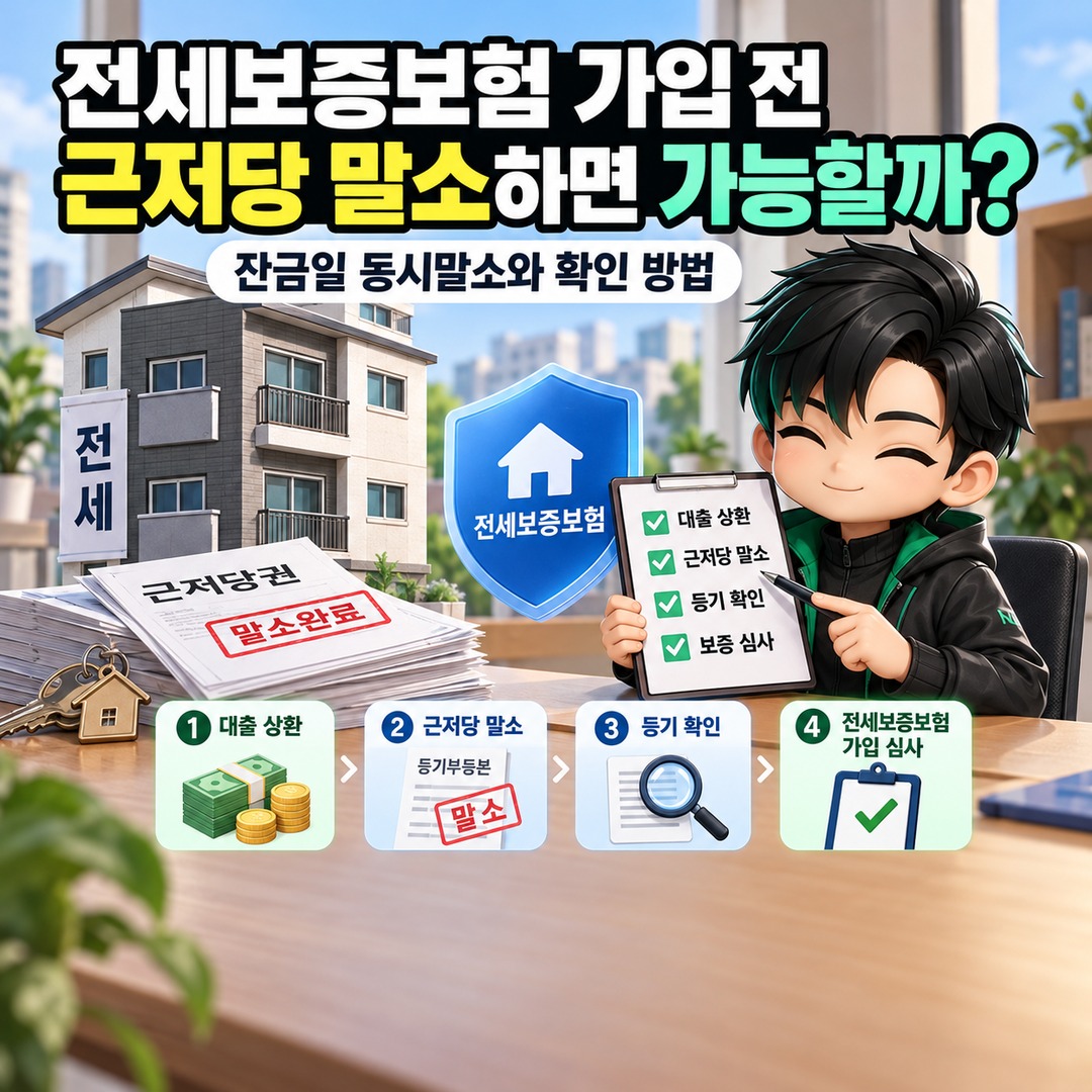 전세보증보험 가입 전 근저당 말소하면 가능할까? 잔금일 동시말소와 확인 방법 핵심 내용 정보형 썸네일