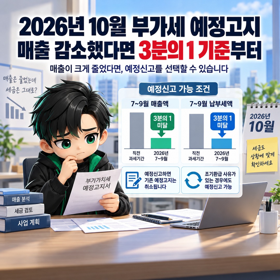 October 2026 VAT Advance Notice: If Your Sales Have Declined, Check the One-Third Threshold First — Informational Thumbnail Summarizing the Key Points